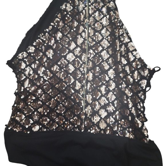 Day & Night  Black &Gold Sequin's Halter Bodysuit Size 3x (NWO) - Picture 6 of 9